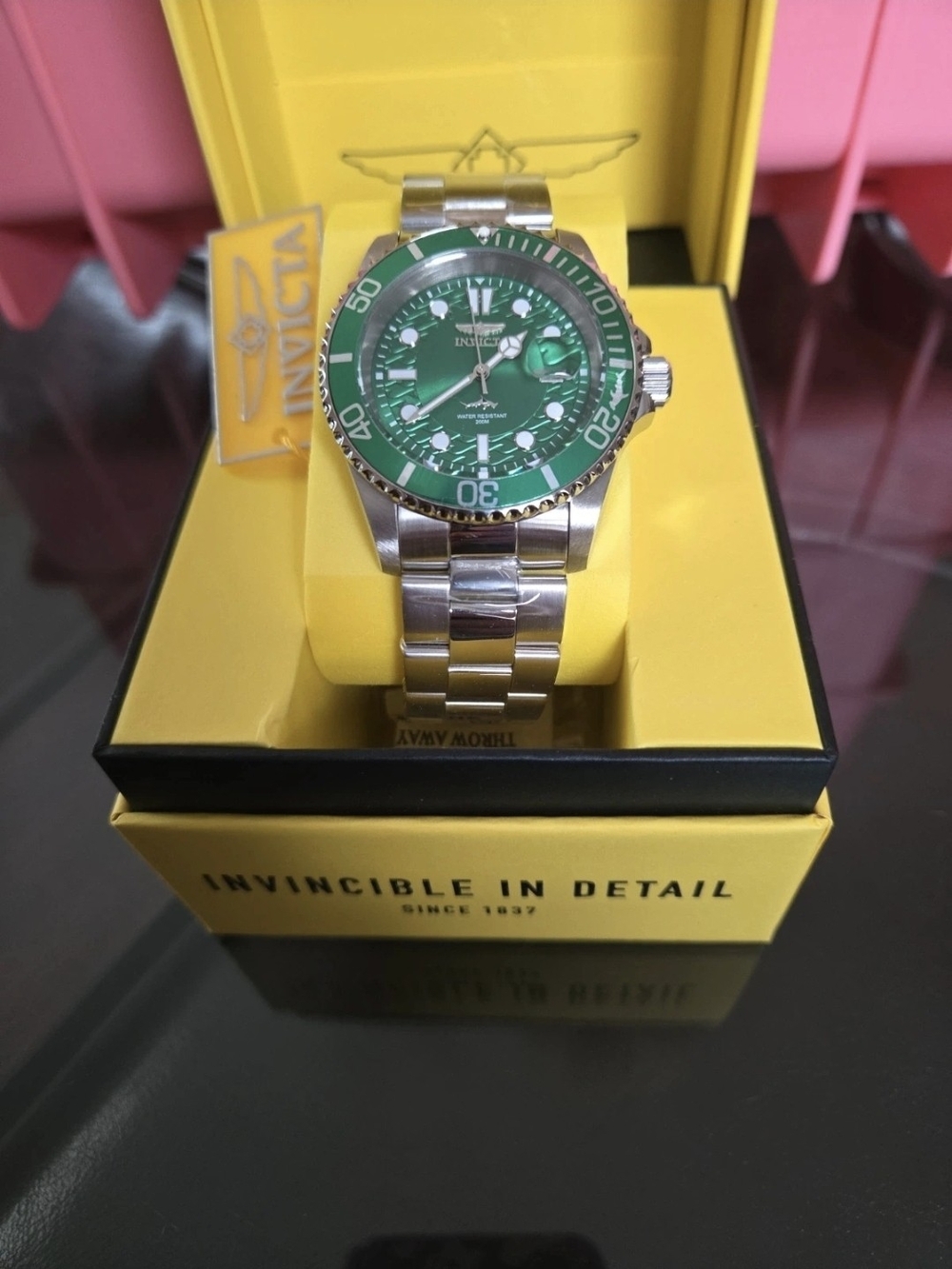 Invicta Pro Diver Green Dial Stainless Steel Watch